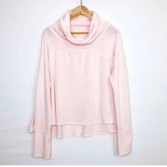 We The Free Cozy Time Light Pink Funnel Neck Pullover Sweatshirt XS Relaxed - Picture 4 of 9